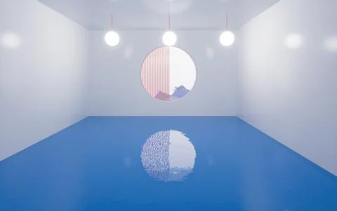 Empty room with swimming pool, 3d rendering. Stock Illustration