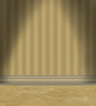 Empty room with tan striped wallpaper Stock Illustration