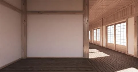 Empty room tatami mat Designing the most beautiful. 3D rendering Stock Illustration