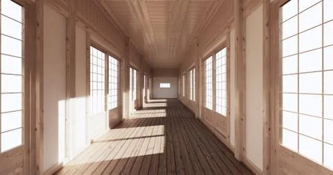 Empty room tatami mat Designing the most beautiful. 3D rendering Stock Illustration
