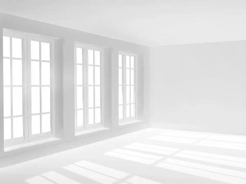 Empty room with three windows Stock Illustration