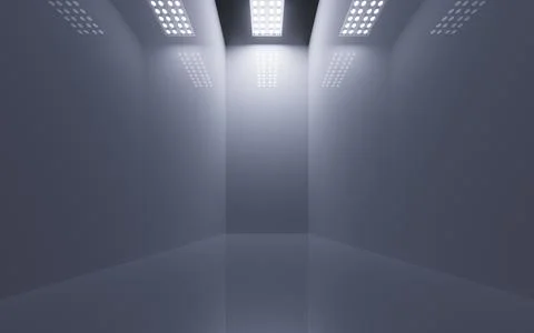 Empty room with top light illuminated, 3d rendering. Stock Photos
