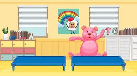 Empty room with toys and table Illustrazione stock