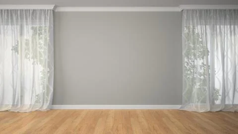 Empty room with two curtains Stock Illustration