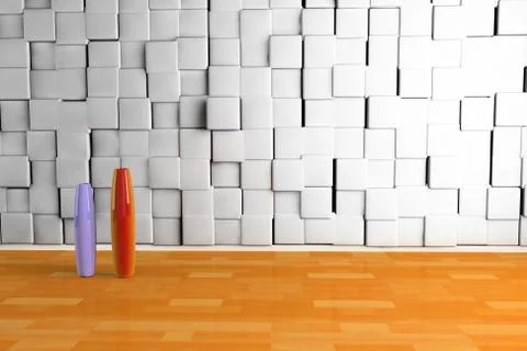 Empty room with two vase Illustration