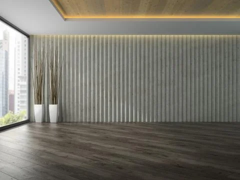 Empty room with two white vase 3D rendering Stock Illustration