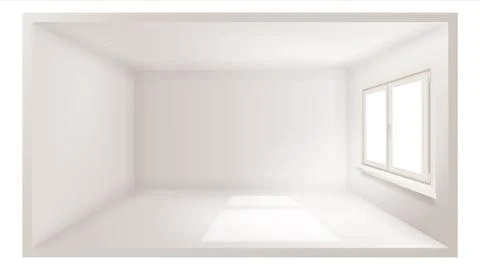 Empty Room Vector. White Wall. Plastic Window. Three Dimensional Interior Stock Illustration