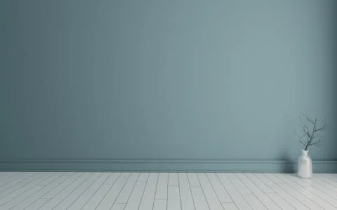 Empty room with wall and white wooden floor 3D rendering Stock Illustration