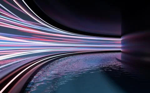 Empty room with water inside, 3d rendering. Stock Illustration