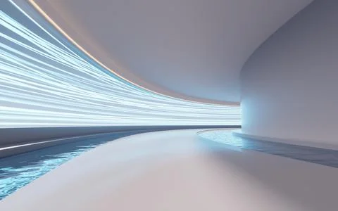 Empty room with water inside, 3d rendering. Ilustración de archivo