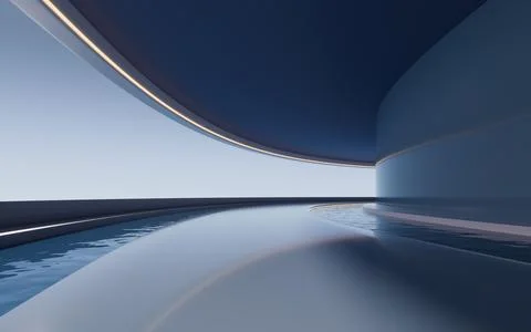 Empty room with water inside, 3d rendering. Ilustración de archivo