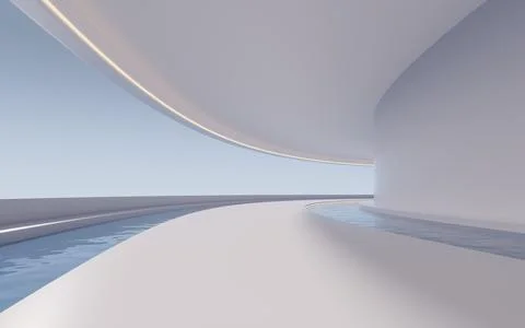 Empty room with water inside, 3d rendering. Stock Illustration
