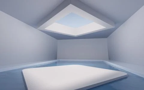 Empty room with water inside, 3d rendering. Illustrazione stock