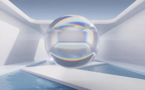 Empty room with water inside, 3d rendering. Stock Illustration