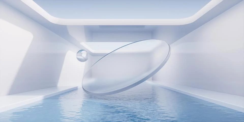 Empty room with water inside, 3d rendering. Stock Illustration