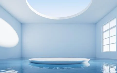 Empty room with water inside, 3d rendering. Stock Illustration