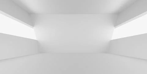 Empty room, white floor with wall for exposure.Modern futuristic technology d Stock Illustration