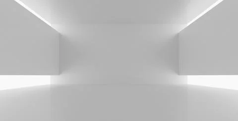 Empty room, white floor with wall for exposure.Modern futuristic technology d Stock Illustration