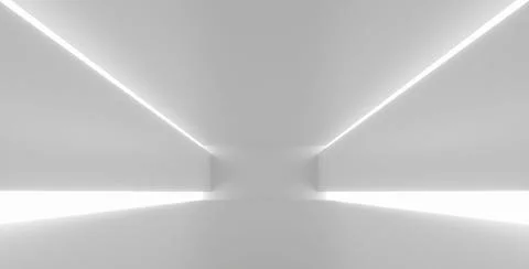 Empty room, white floor with wall for exposure.Modern futuristic technology d Stock Illustration