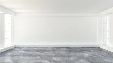 Empty room, white interior, background wall, ceiling, floor, window. 3d illus Stock Illustration