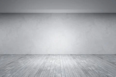 Empty room with white wall and wooden floor, 3d rendering Stock Illustration