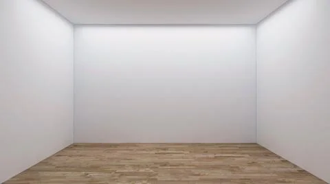 Empty room with white wall and  wooden floor Stock Illustration