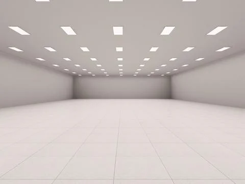 Empty room with white wall and floor. 3d rendering illustration Stock Illustration