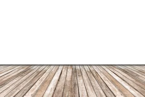 Empty room with white wall and wooden floor Stock Photos