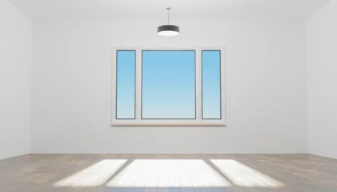 Empty room with white wall and window Stock Photos
