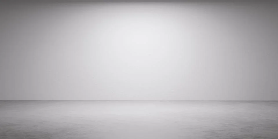 Empty room white wall background with concrete floor and soft day lighting 3d Stock Illustration