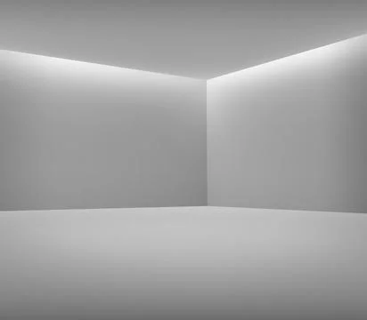 Empty room with white walls, floor and ceiling and with opening in ceiling fo Illustrazione stock