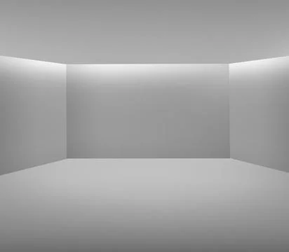 Empty room with white walls, floor and ceiling and with opening in ceiling fo Illustrazione stock