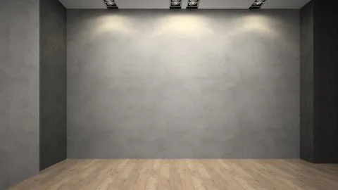 Empty room whith grey wall Stock Illustration
