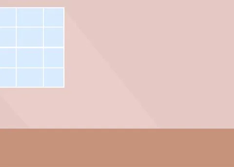 Empty room with window flat color vector illustration Illustrazione stock