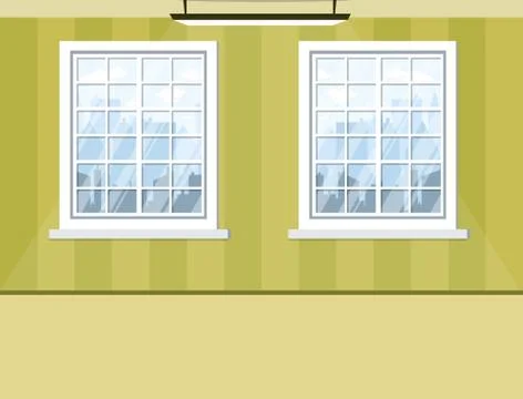 Empty room with windows green wall and floor. Background for design with shad Stock Illustration