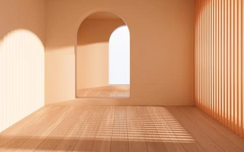 Empty room with wood floor, 3d rendering. Ilustración de archivo