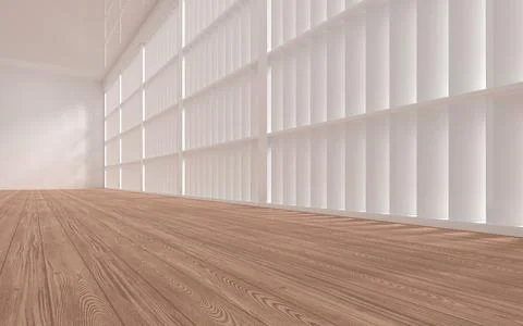 Empty room with wooden floor, 3d rendering. Ilustración de archivo
