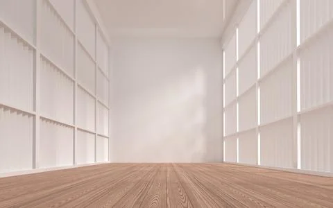 Empty room with wooden floor, 3d rendering. Ilustración de archivo