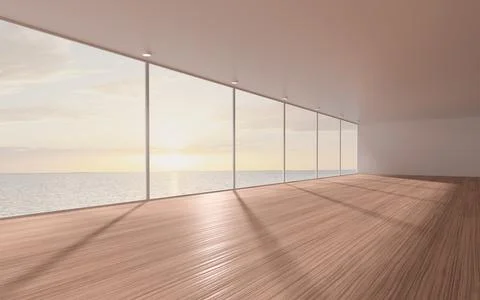 Empty room with wooden floor, 3d rendering. Ilustración de archivo