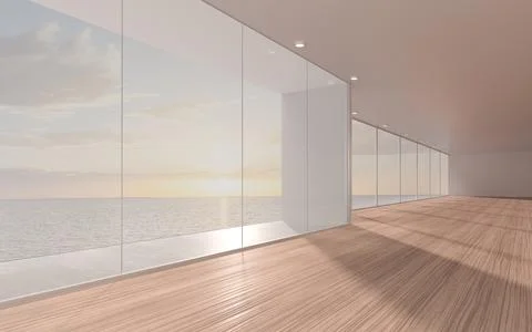 Empty room with wooden floor, 3d rendering. Ilustración de archivo
