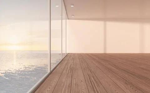 Empty room with wooden floor, 3d rendering. Ilustración de archivo
