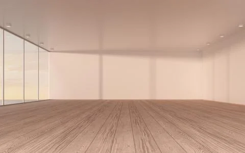 Empty room with wooden floor, 3d rendering. Ilustración de archivo