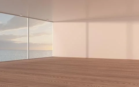 Empty room with wooden floor, 3d rendering. Ilustración de archivo