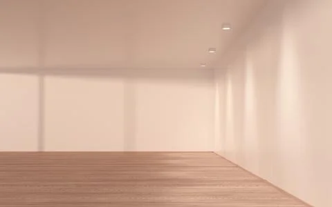 Empty room with wooden floor, 3d rendering. Ilustración de archivo
