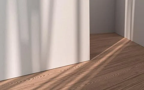 Empty room with wooden floor, 3d rendering. Ilustración de archivo