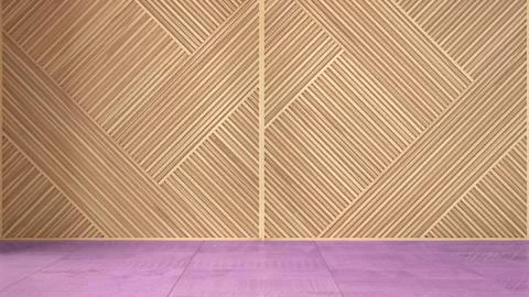 Empty room with wooden panel background with copy space. Pink ceramic marble  Stock Illustration