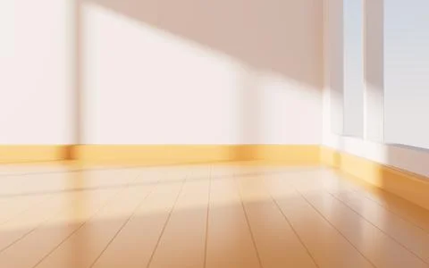 Empty room with yellow floor, 3d rendering. Stock Illustration