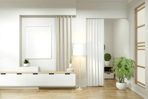 Empty room zen minimal design.3D rendering Stock Illustration