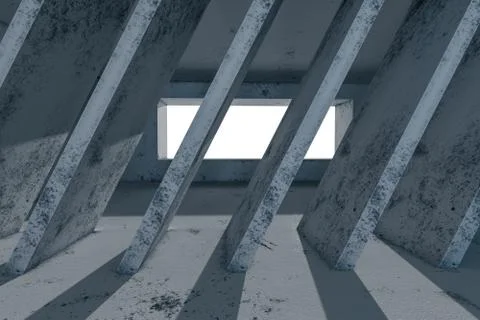 Empty rough room with light coming in from the window, 3d rendering. Stock Photos