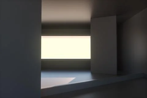 Empty rough room with light coming in from the window, 3d rendering. Stock Photos